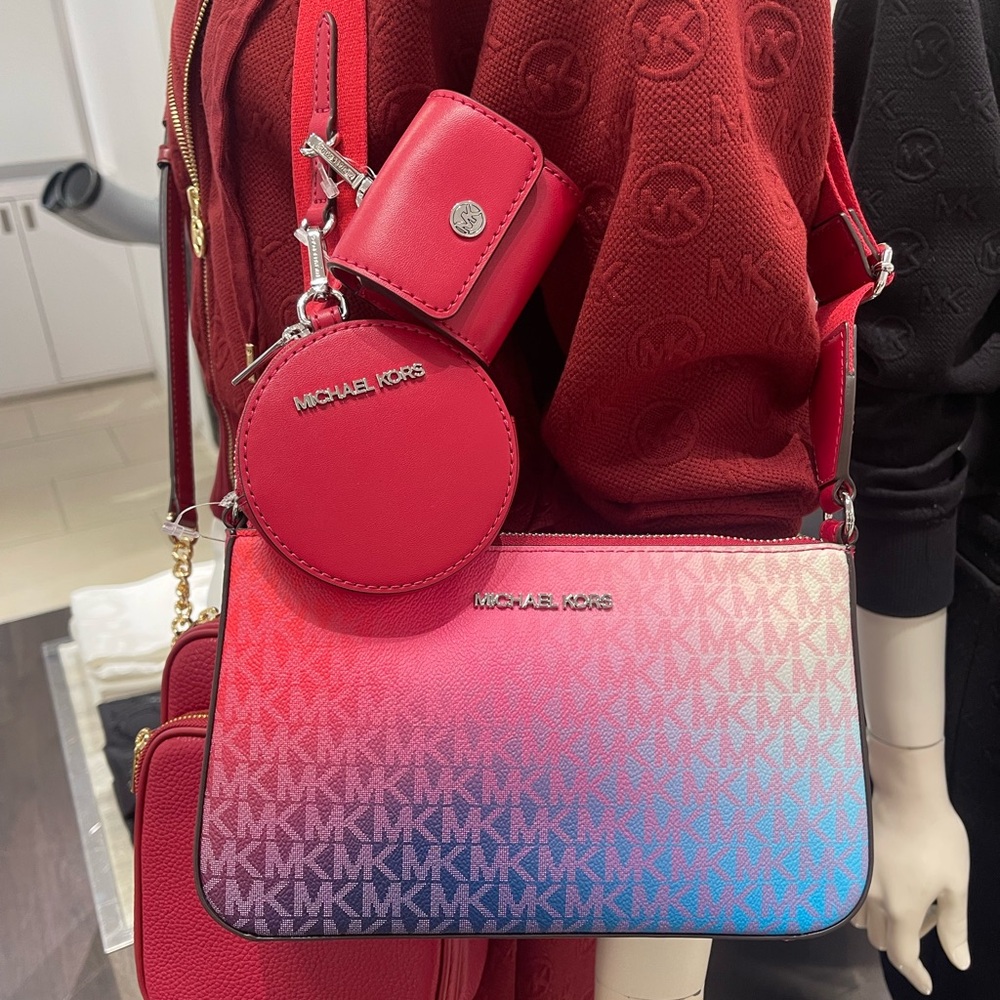 MICHAEL KORS Jet Set Sm Ombré Signature Logo Crossbody Case Apple Airpods Pro - Picture 8 of 16